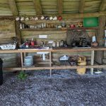 communal kitchen area at temple druid campsite in wales