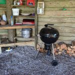 communal kitchen area at temple druid campsite