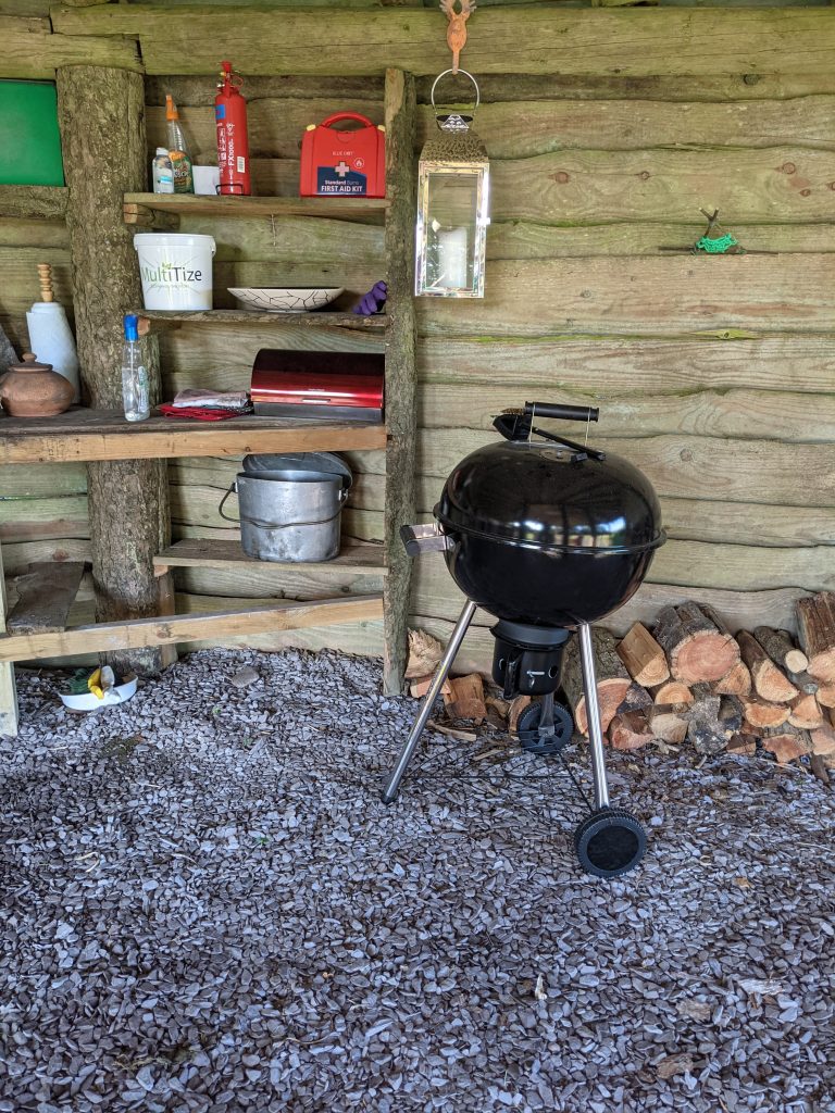 communal kitchen area at temple druid campsite