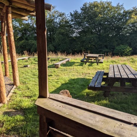 communal round house at temple druid wild camping site