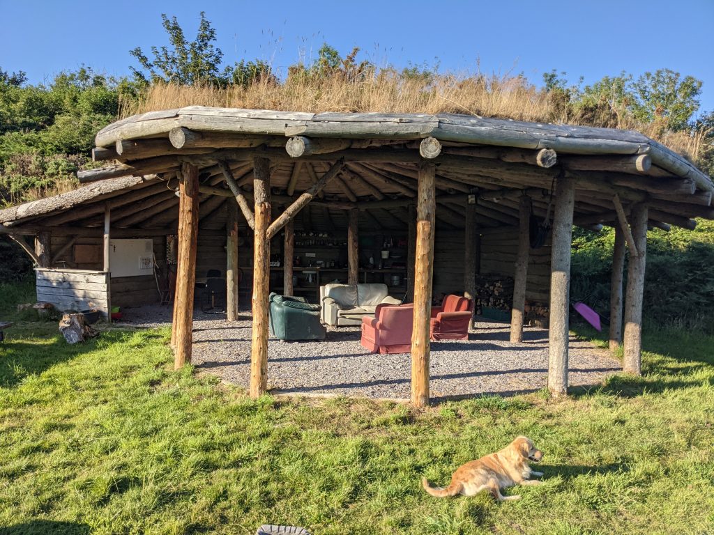 communal round house at temple druid wild camping site
