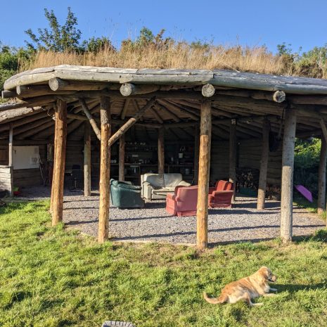 communal round house at temple druid wild camping site